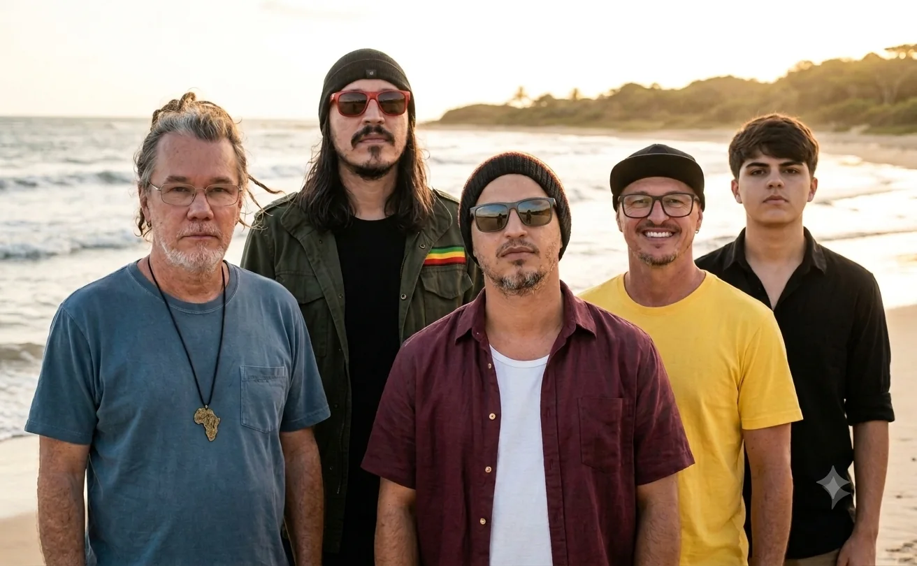 Integrantes da Pakaya Soul no litoral